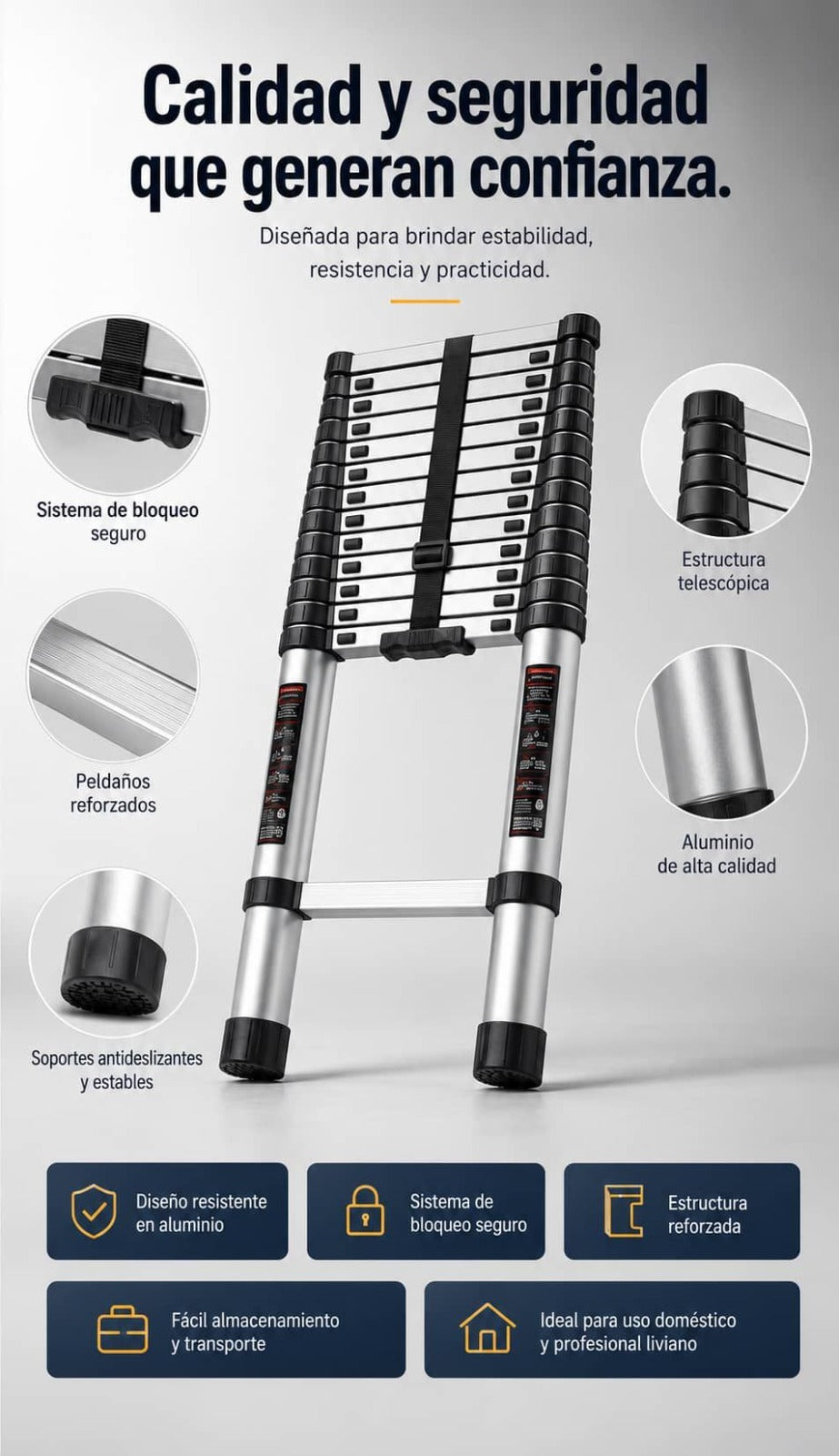 Escalera Retráctil 2,9 / 3,8 - Práctica y segura para tu hogar